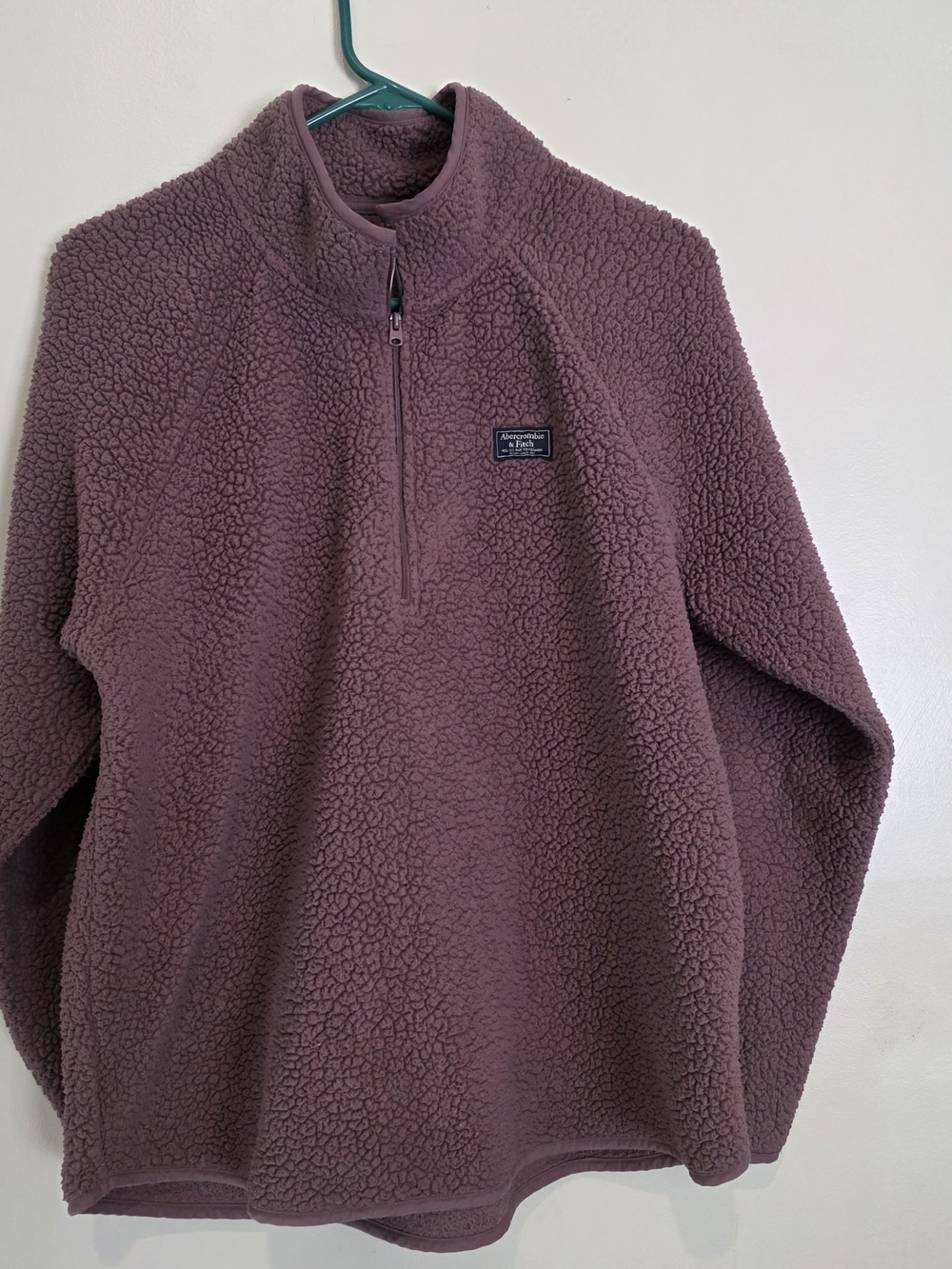 Abercrombie & Fitch Woman's 3/4 Zip-Up Sherpa Pullover Mauve Soft Cozy Preppy L